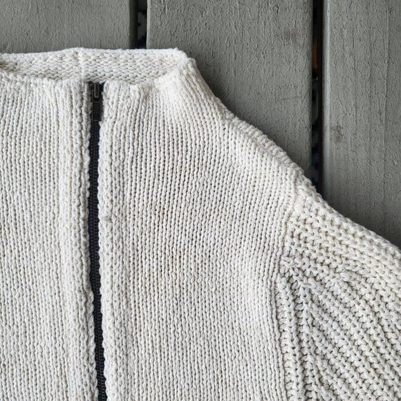 Anthropologie Pilcro Sweater Cardigan Winnie Long Dolman Sleeve Zip-Up‎ Cream MP - Picture 8 of 11